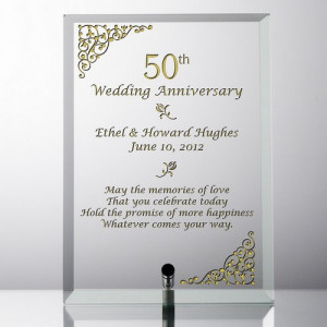 Personalized 50th Wedding Anniversary Glass Plaque