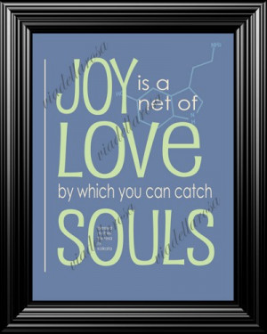 Joy Quote Blessed Mother Theresa of Calcutta Print 11x14 Blue