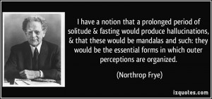 prolonged period of solitude & fasting would produce hallucinations ...