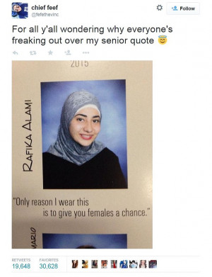 ... this is to give you females a chance' as her senior yearbook quote
