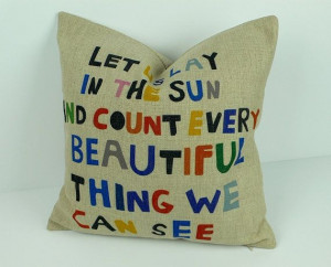 Lay in Sun Colorful Letters Quote 45cm 18' Vintage by CushionMax