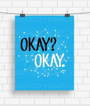 INSTANT DOWNLOAD John Green The Fault In Our Stars Okay Quote Poster