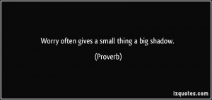 Worry often gives a small thing a big shadow. - Proverbs