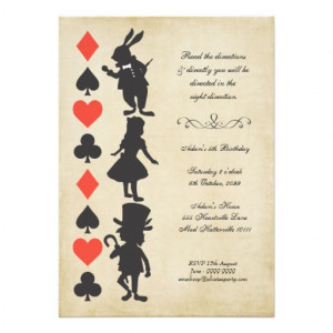 Alice in Wonderland Cards Tea Party Birthday Personalized Invitation ...