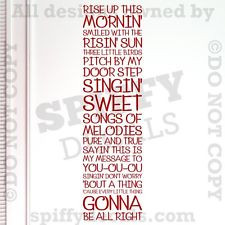 BOB MARLEY THREE LITTLE BIRDS SONG LYRICS Quote Vinyl Wall Decal Decor ...