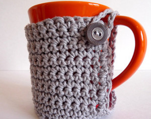 Crochet Mug Cozy in Grey for Coffee Lovers and Tea Drinkers ...