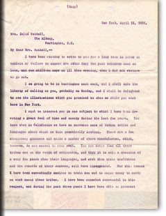 Franz Boas, Letter to Z. Nuttall, New York, 11 April 1901