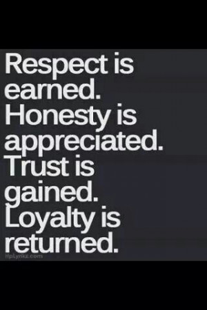 respect, honesty, trusty and loyalty