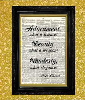 Coco Chanel Fashion Quote Dictionary Art Print, Recycled Upcycled ...
