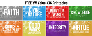 FREE LDS Young Women (YW) Value Printables 4X6
