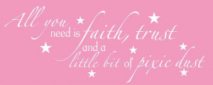 FAITH TRUST PIXIE DUST Vinyl Word Quote Wall Decal Tinkerbell Princess ...
