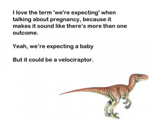 fwe are expecting a baby but it could be a velociraptor