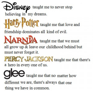 Disney, Harry Potter, Narnia, Percy Jackson, Glee