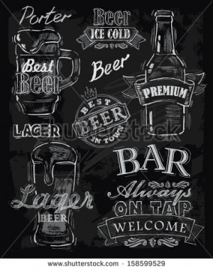 vector chalk beer on chalkboard background - stock vector