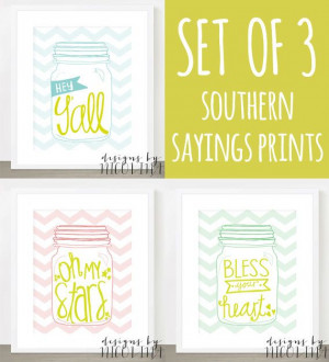 SOUTHERN SAYINGS - Set of 3 - Bless Your Heart - Hey Y'all - Oh My ...