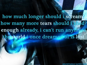 anime, black rock shooter, lyrics, quote, song, text