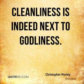 Christopher Morley - Cleanliness is indeed next to godliness.