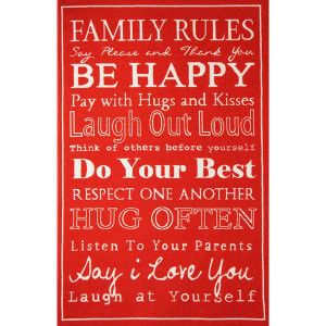 Quotes Rug Family Rules Red 150cm x 100cm main product photo