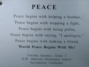 Two peace quotes from CA capital building in Sactown}