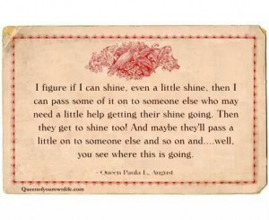 If I can find it in me to shine just a little bit, then I can pass ...