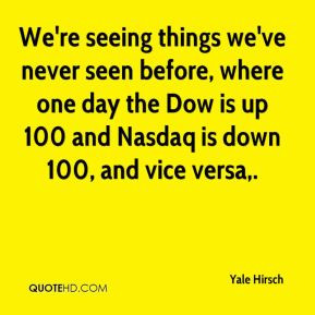 We're seeing things we've never seen before, where one day the Dow is ...