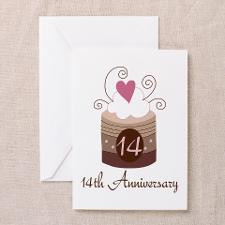 14th Anniversary Cake Greeting Card for