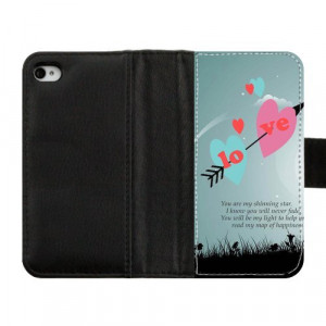 Love series Cupids Arrow with Red Heart leather wallet style iphone 4 ...