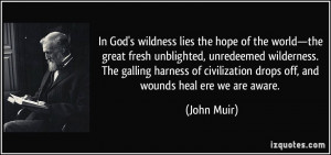... civilization drops off, and wounds heal ere we are aware. - John Muir