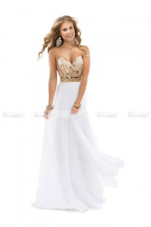 elegant white rose gold jeweled chiffon evening prom gowns p4857