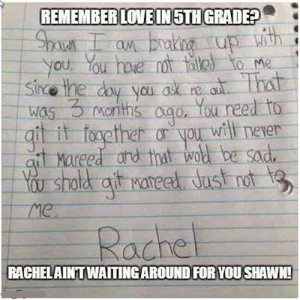 Poor ShawnRemember Love in 5th Grade?Rachel isn’t waiting around for ...