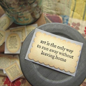 Hand Stamped Stickers- ART quotes on Recycled Paper picture on Visu...