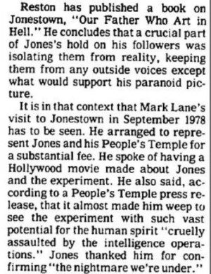 Anthony Lewis of the New York Times wrote about Mark Lane's devilish ...