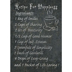 Stretched Canvas Art Words & Quotes Recipe for Happiness by NBL Studio ...