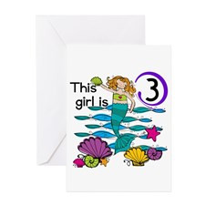 Mermaid Birthday 3Rd Greeting Cards