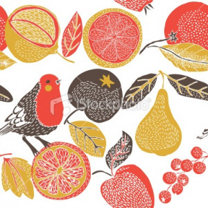 fruit garden with bird Royalty Free Stock Vector Art Illustration ...