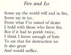 robert frost quotes fire and ice Fire and Ice More