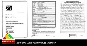 What is needed when submitting a claim for pothole damage?