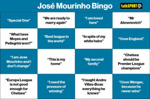 Mourinho press-conference bingo card: 'Special One', 'I am loved here ...