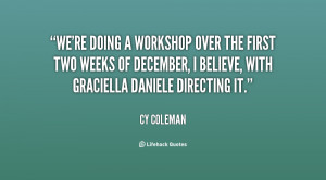 We're doing a workshop over the first two weeks of December, I believe ...