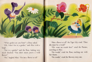 Alice in Wonderland Finds The Garden of Live Flowers