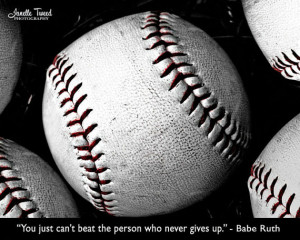 Photograph Never Give Up Decor Baseball Typography by JanelleTweed