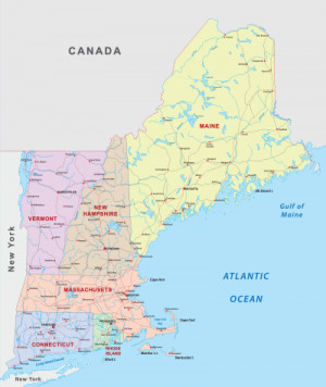 USA New England Region map