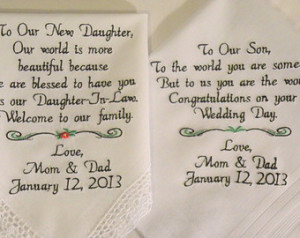Wedding Gifts Embroidered Wedding Hankercheifs for Daughter In-Law and ...