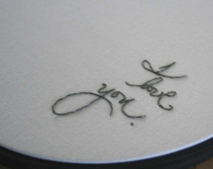 Black and white and gray I love you / minimalist embroidery hoop ...
