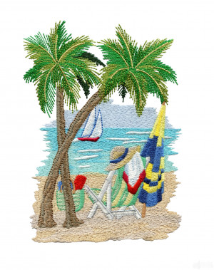 Beach Scene Embroidery Design