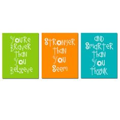 ... Quote Prints - You Are Braver Than You Believe - Kids Wall Art for