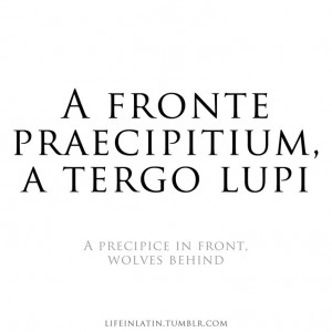 Precipice in front, Wolves behind