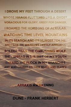 Arrakis Awakening - Dune - Frank Herbert Quote