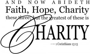 Corinthians 13:13 AND NOW ABIDETH Faith, Hope, Charity..