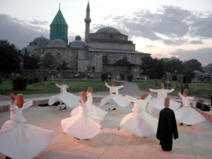 Sufi dancers at Sufi's tomb in Turkey